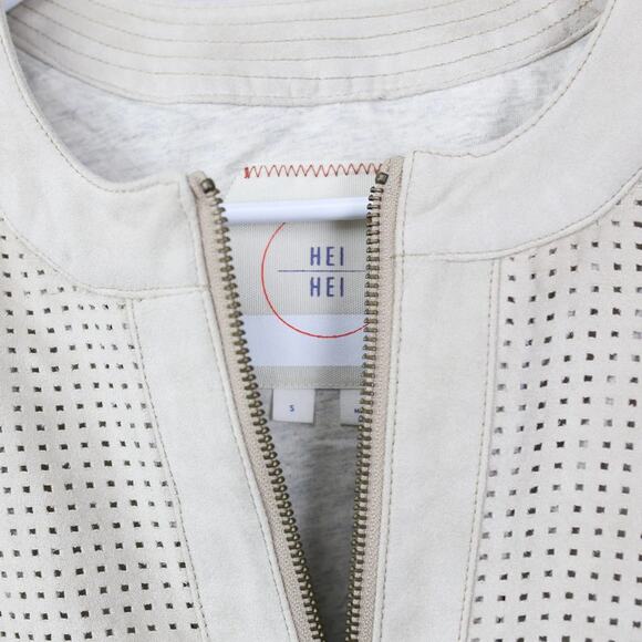 Hei Hei Anthropologie Honour Bomber Jacket Faux Suede Beige Cream Size Small - Picture 2 of 5